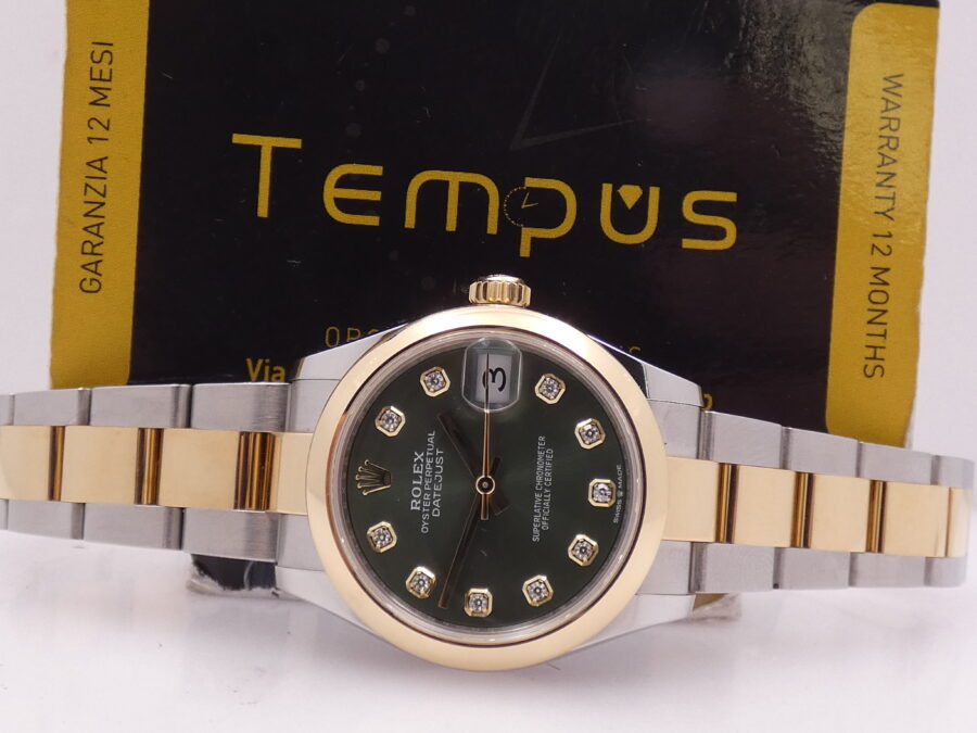 Rolex Datejust 31 Mid-Size ROLESOR 278243G GREEN DIAMONDS DIAL Anno 2021 BOX&PAPERS TOP CONDITION Automatico For Ladies - immagine 2