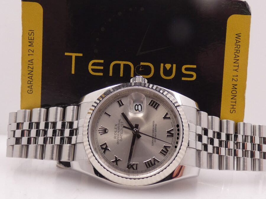 Rolex Datejust 36 116234 Lunetta Oro Bianco 18Kt BOX&PAPERS Anno 2009 Mai Lucidato TOP CONDITION Automatico Acciaio Bracciale Jubilee - immagine 2