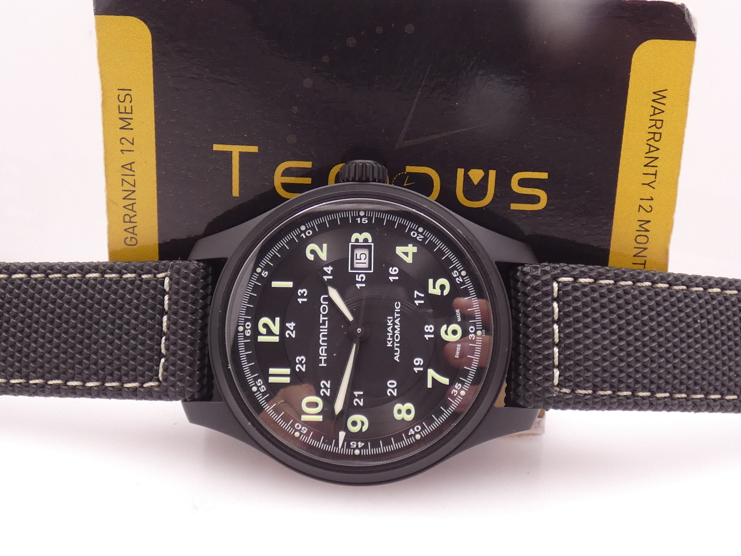 Hamilton Khaki Field Titanio H705757 NEW BOX&PAPERS Automatico MAI INDOSSATO Black PVD - immagine 2