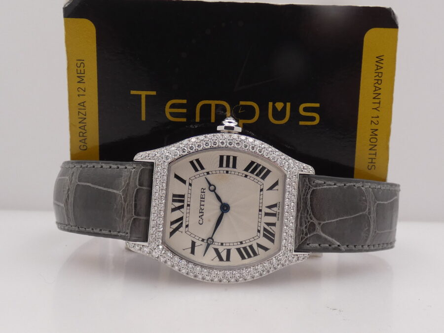 Cartier Tortue 2497 Oro Bianco18Kt Factory Diamonds With PAPERS Anno 2010 Carica Manuale Cal. 430P - immagine 2