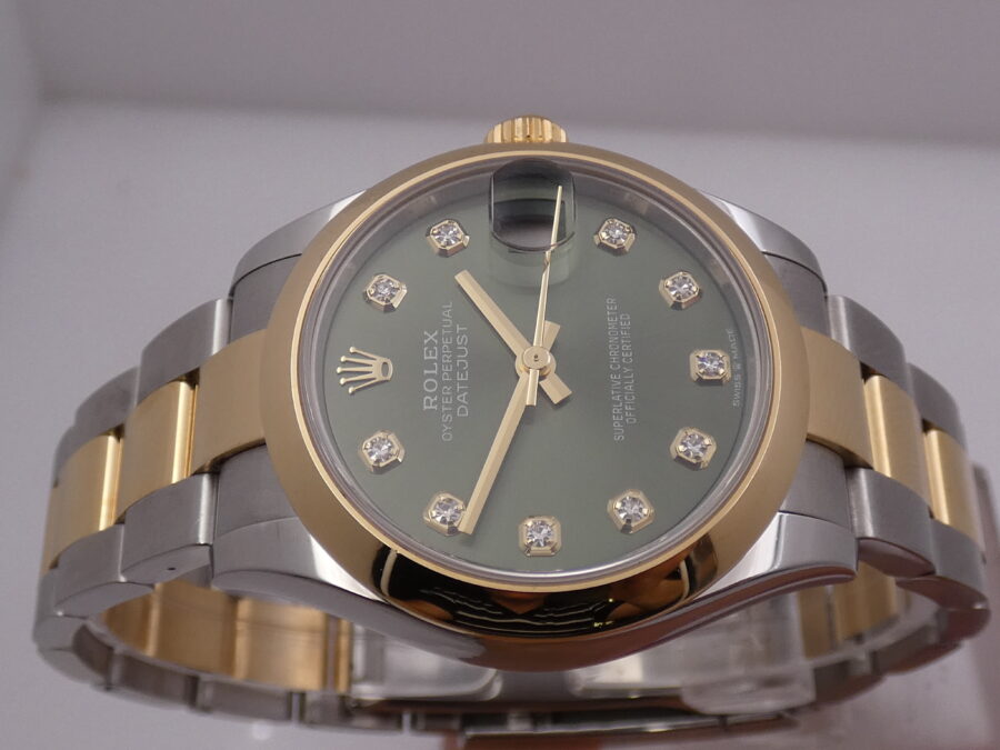 Rolex Datejust 31 Mid-Size ROLESOR 278243G GREEN DIAMONDS DIAL Anno 2021 BOX&PAPERS TOP CONDITION Automatico For Ladies