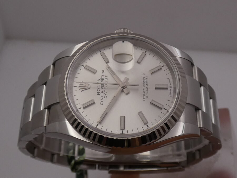 Rolex Datejust 36 126234 NEW BOX&PAPERS Anno 2020 Lunetta Oro Bianco 18Kt MAI INDOSSATO Automatico