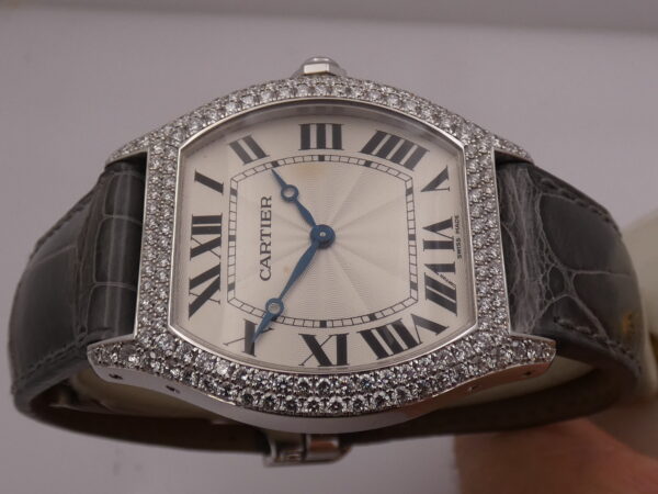 Cartier Tortue 2497 Oro Bianco18Kt Factory Diamonds With PAPERS Anno 2010 Carica Manuale Cal. 430P