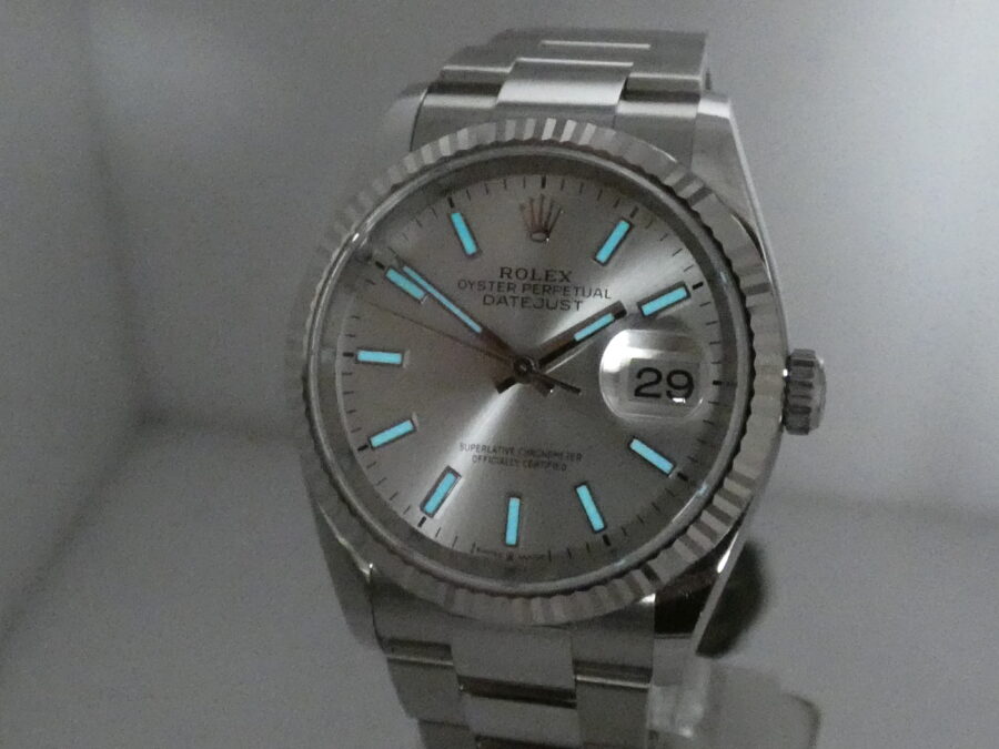 Rolex Datejust 36 126234 NEW BOX&PAPERS Anno 2020 Lunetta Oro Bianco 18Kt MAI INDOSSATO Automatico - immagine 11