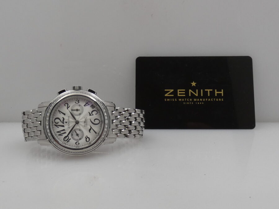 Cronografo Zenith El Primero Star Chronometre With PAPERS Diamonds Bezel Automatico Braccialato Ladies - immagine 13