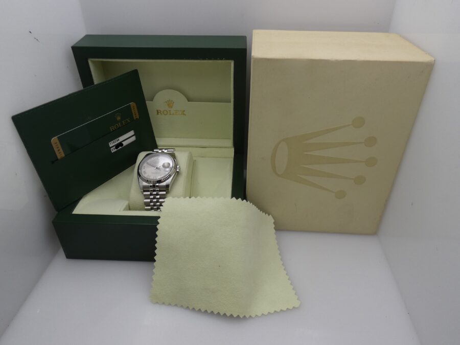 Rolex Datejust 36 116234 Lunetta Oro Bianco 18Kt BOX&PAPERS Anno 2009 Mai Lucidato TOP CONDITION Automatico Acciaio Bracciale Jubilee - immagine 12