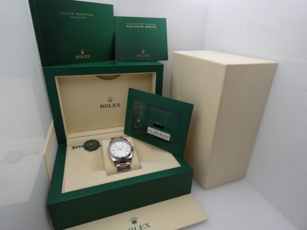 Rolex Datejust 36 126234 NEW BOX&PAPERS Anno 2020 Lunetta Oro Bianco 18Kt MAI INDOSSATO Automatico
