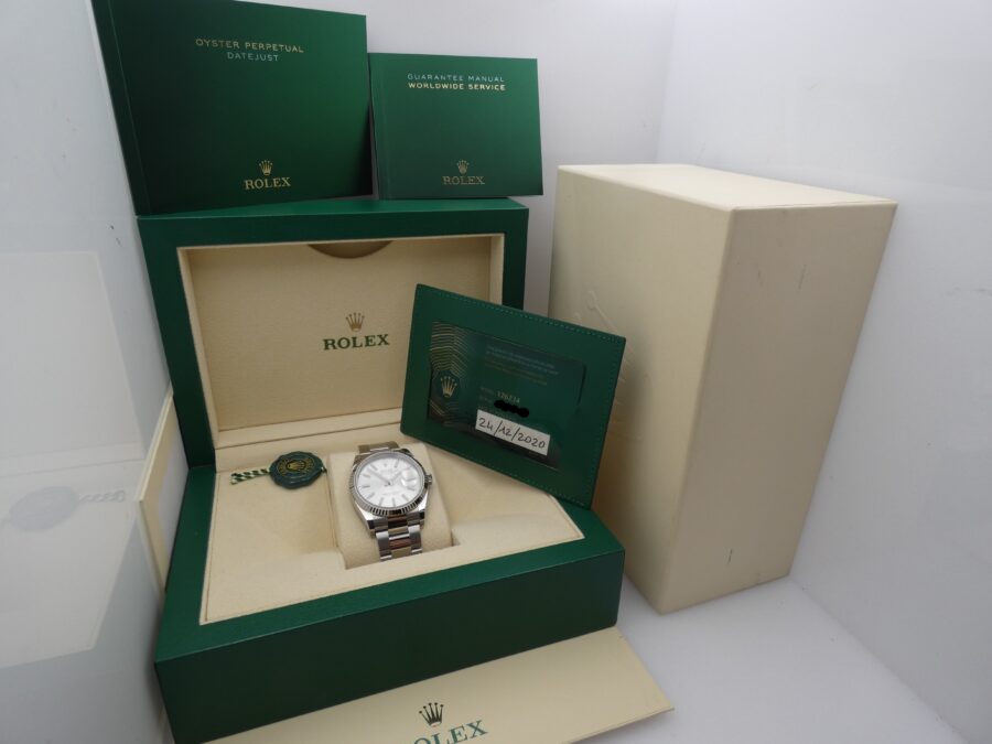 Rolex Datejust 36 126234 NEW BOX&PAPERS Anno 2020 Lunetta Oro Bianco 18Kt MAI INDOSSATO Automatico - immagine 12