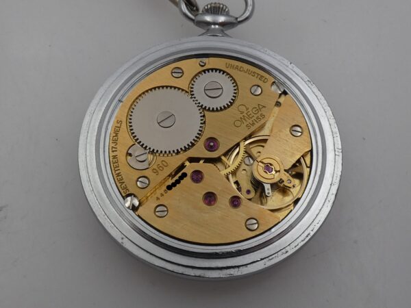 Omega Pocket Watch From 1980 With BOX Manuale Cal. 960 White Dial Ref. 121.1740