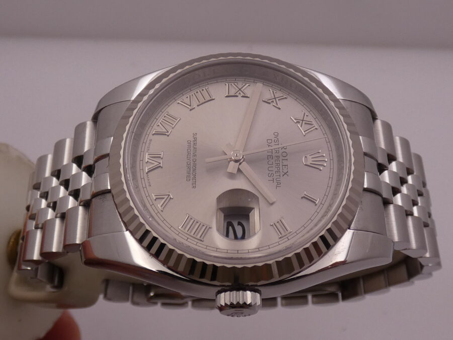 Rolex Datejust 36 116234 Lunetta Oro Bianco 18Kt BOX&PAPERS Anno 2009 Mai Lucidato TOP CONDITION Automatico Acciaio Bracciale Jubilee - immagine 3