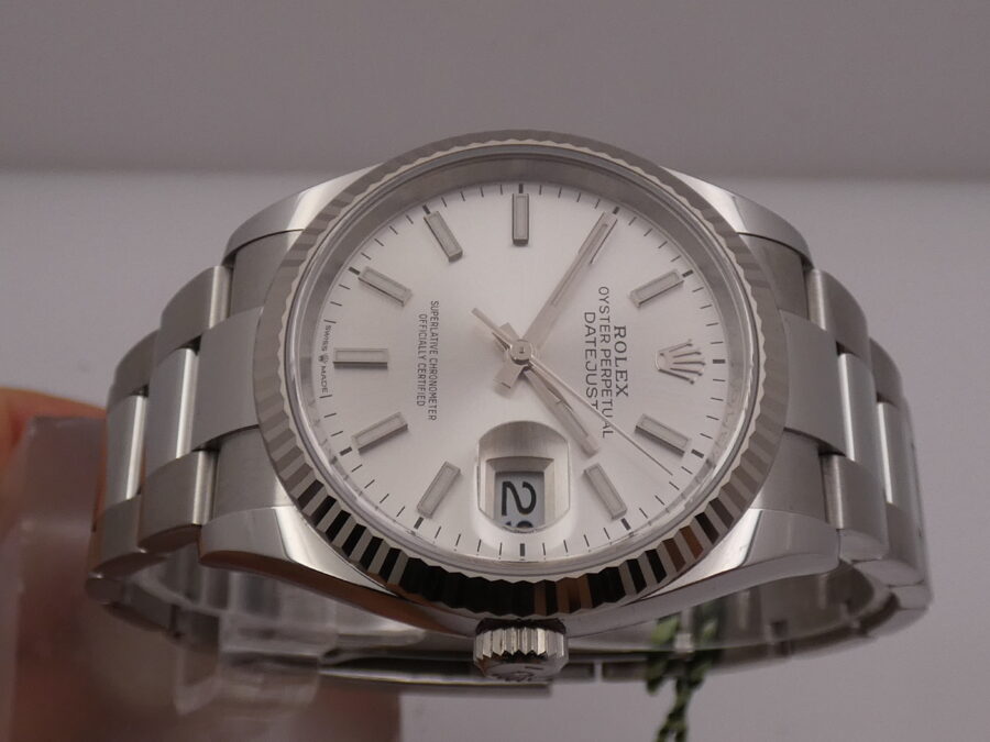 Rolex Datejust 36 126234 NEW BOX&PAPERS Anno 2020 Lunetta Oro Bianco 18Kt MAI INDOSSATO Automatico - immagine 3