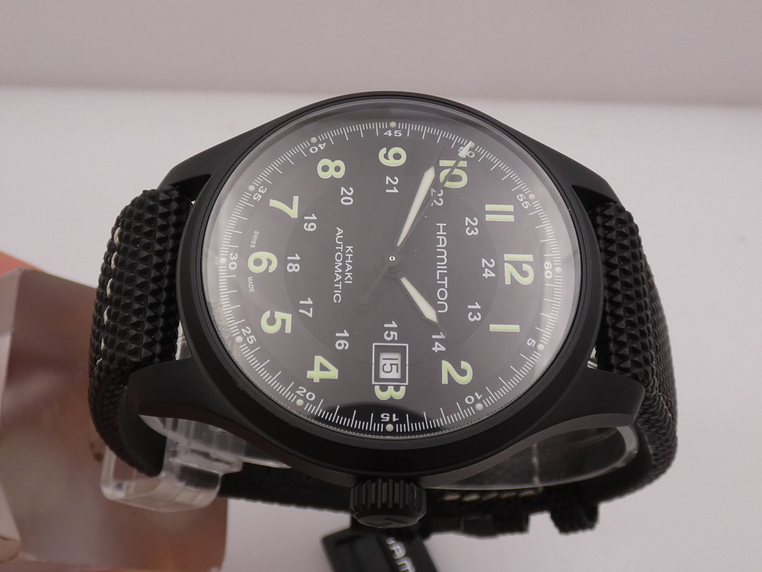 Hamilton Khaki Field Titanio H705757 NEW BOX&PAPERS Automatico MAI INDOSSATO Black PVD - immagine 3