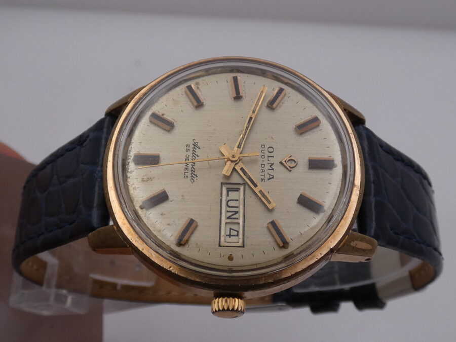 Olma Duo Date Automatic Laminato Oro Rosa 18Kt Anni 60's Vintage - immagine 3