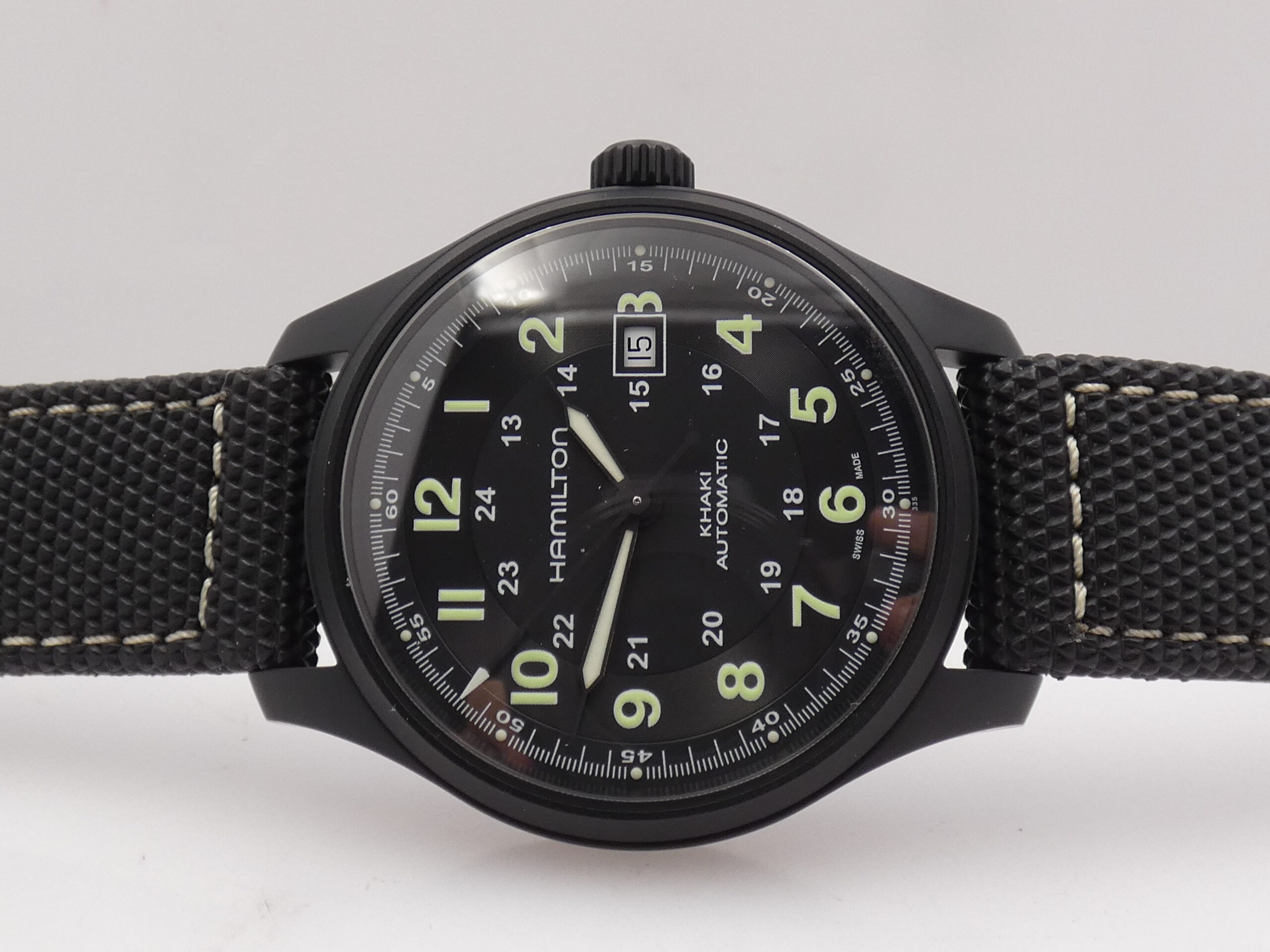 Hamilton Khaki Field Titanio H705757 NEW BOX&PAPERS Automatico MAI INDOSSATO Black PVD - immagine 4