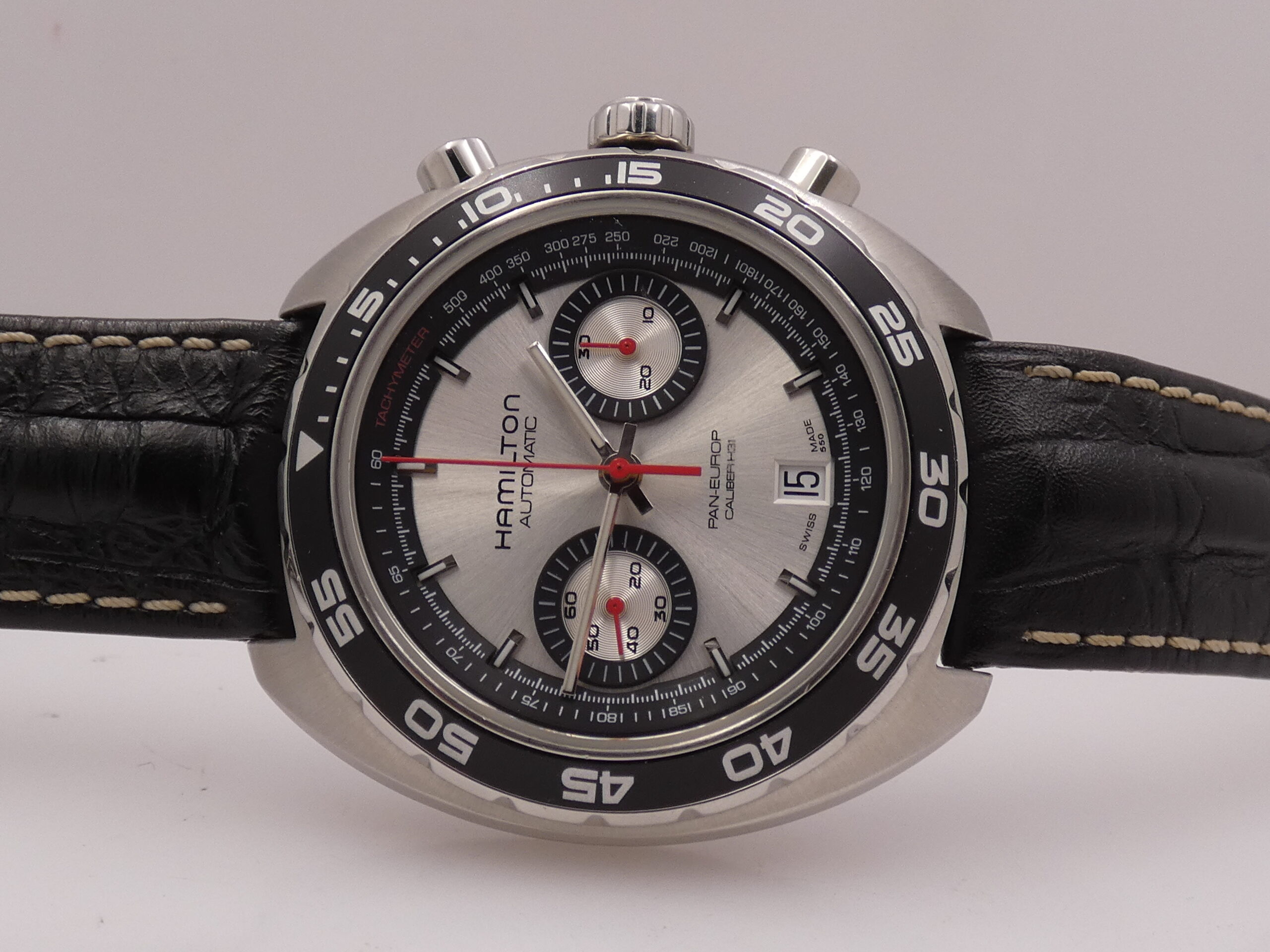 Cronografo Hamilton Pan Europ Bicompax 45mm LIKE NEW BOX&PAPERS Automatico Acciaio Ref. H357567 - immagine 4