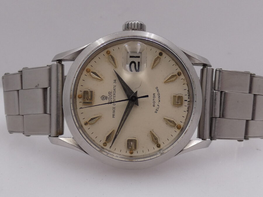 Tudor By Rolex Tuxedo 7951 Prince Oysterdate 34mm ANNO 1956 Automatico Butterfly Bracciale Rivettato - immagine 5