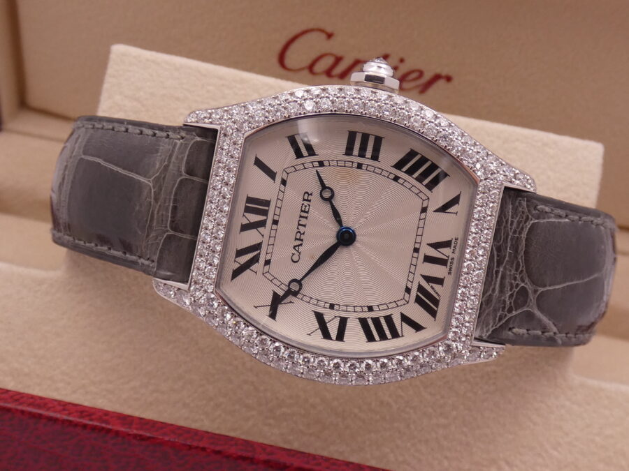 Cartier Tortue 2497 Oro Bianco18Kt Factory Diamonds With PAPERS Anno 2010 Carica Manuale Cal. 430P - immagine 4