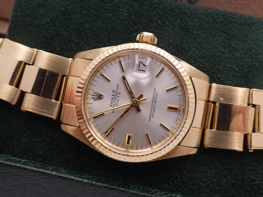 Rolex Oyster Perpetual Date Mid-Size 6827 SIGMA DIAL Oro Massiccio 18Kt ANNO 1975 Bracciale Rivettato Automatico JUST SERVICED - immagine 5