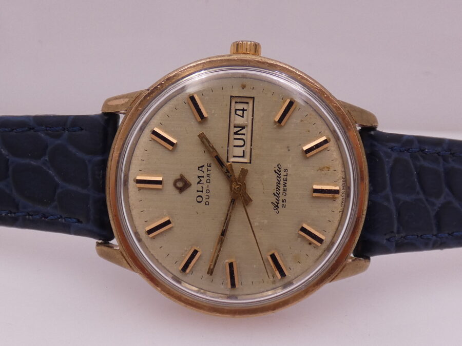 Olma Duo Date Automatic Laminato Oro Rosa 18Kt Anni 60's Vintage - immagine 4