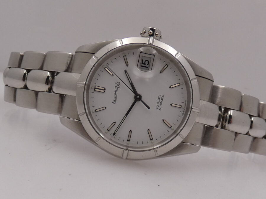Eberhard & Co. Aquadate Automatico 35mm 41007 White Dial Braccialato Acciaio ANNI 2000 - immagine 6