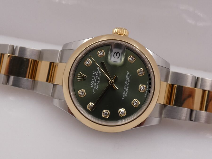 Rolex Datejust 31 Mid-Size ROLESOR 278243G GREEN DIAMONDS DIAL Anno 2021 BOX&PAPERS TOP CONDITION Automatico For Ladies - immagine 5
