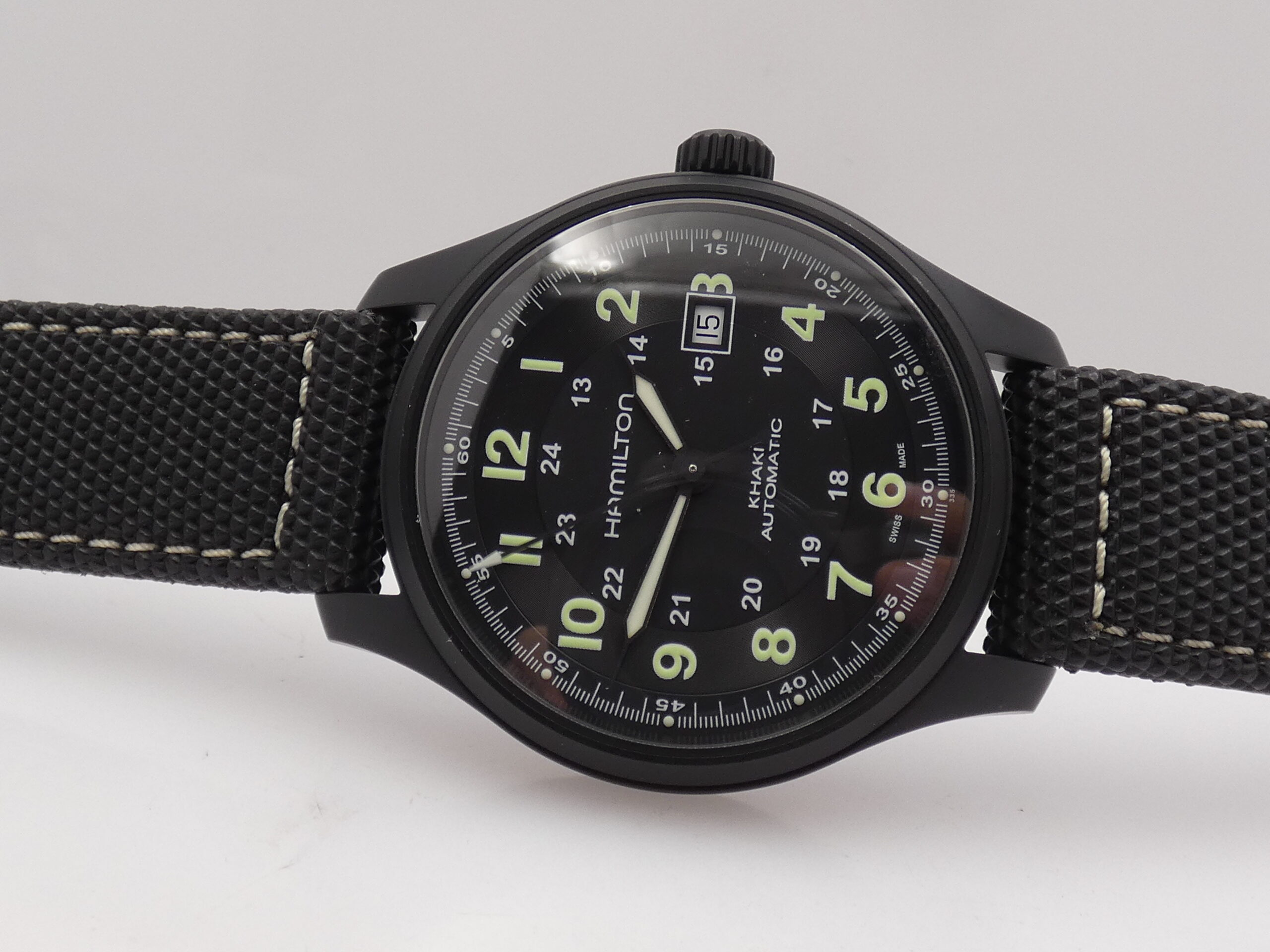 Hamilton Khaki Field Titanio H705757 NEW BOX&PAPERS Automatico MAI INDOSSATO Black PVD - immagine 5