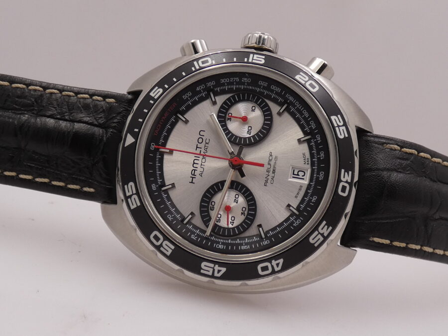 Cronografo Hamilton Pan Europ Bicompax 45mm LIKE NEW BOX&PAPERS Automatico Acciaio Ref. H357567 - immagine 5