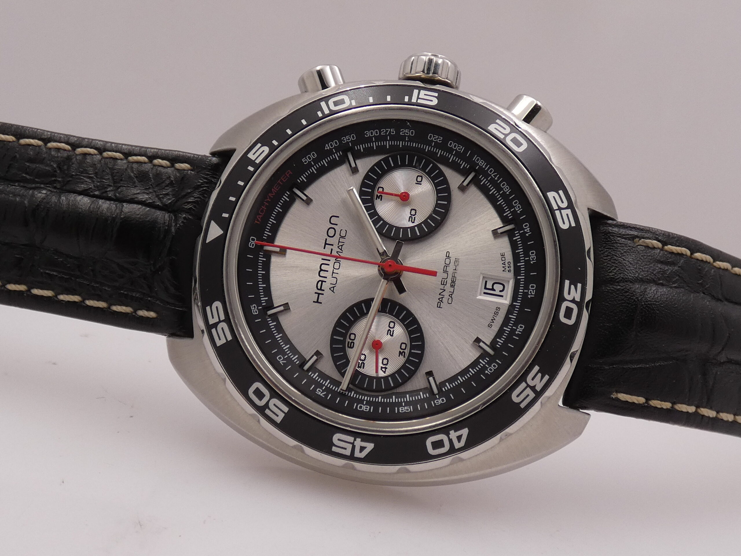 Cronografo Hamilton Pan Europ Bicompax 45mm LIKE NEW BOX&PAPERS Automatico Acciaio Ref. H357567 - immagine 5