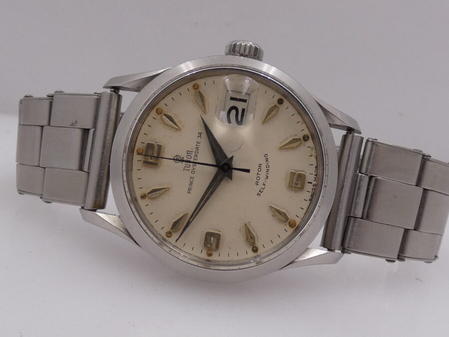 Tudor By Rolex Tuxedo 7951 Prince Oysterdate 34mm ANNO 1956 Automatico Butterfly Bracciale Rivettato - immagine 6