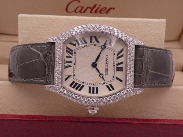 Cartier Tortue 2497 Oro Bianco18Kt Factory Diamonds With PAPERS Anno 2010 Carica Manuale Cal. 430P