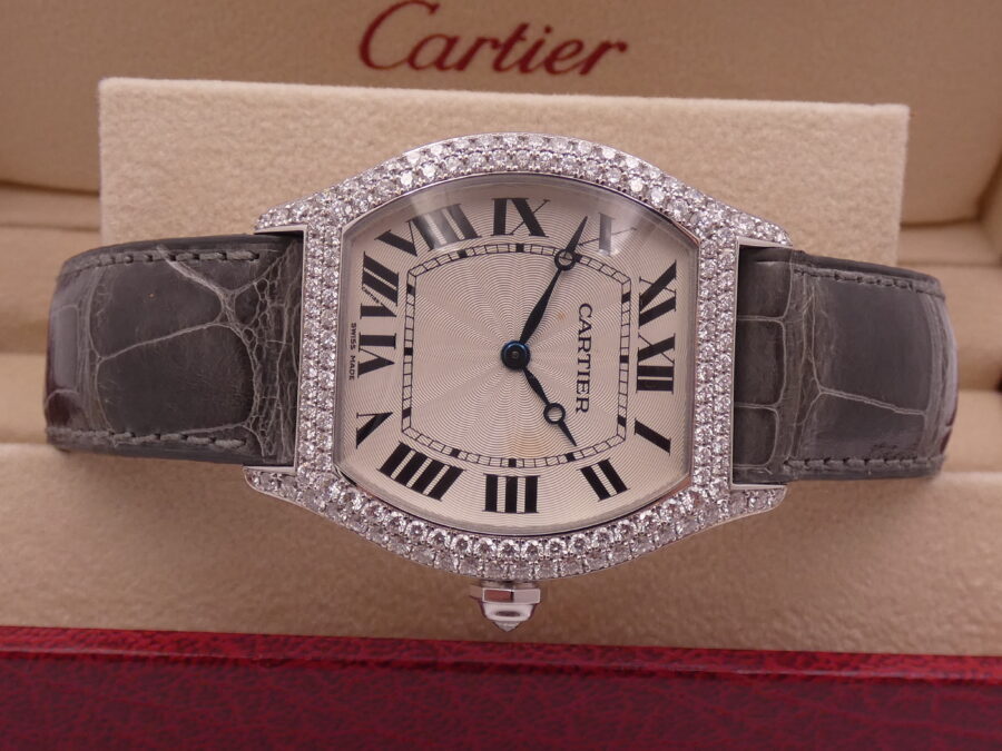 Cartier Tortue 2497 Oro Bianco18Kt Factory Diamonds With PAPERS Anno 2010 Carica Manuale Cal. 430P - immagine 5