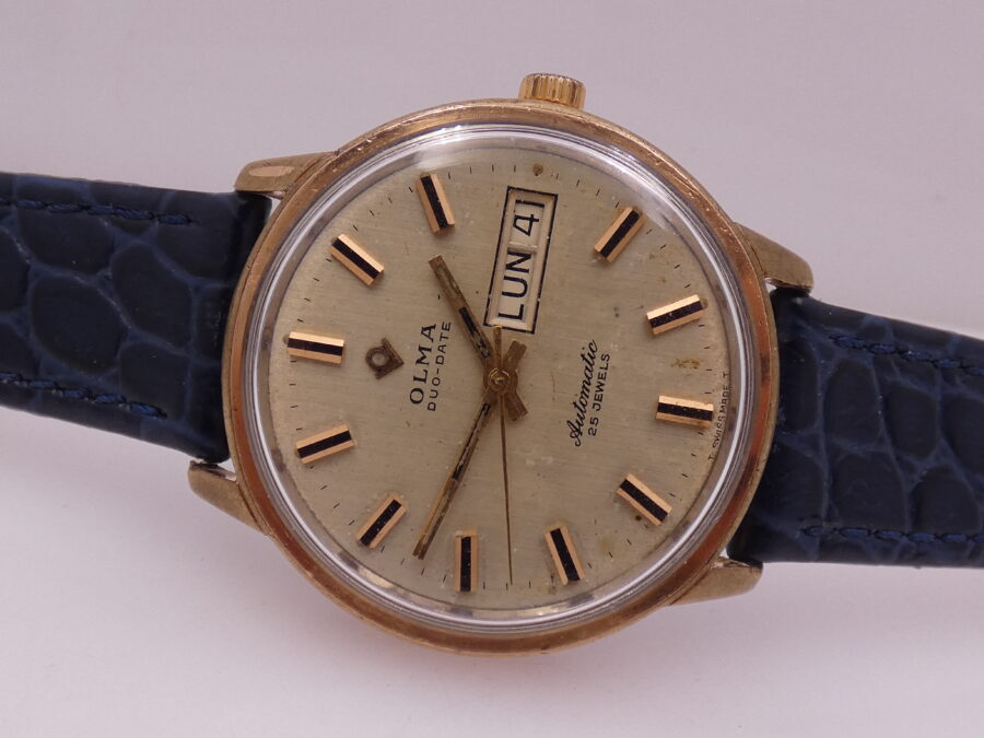 Olma Duo Date Automatic Laminato Oro Rosa 18Kt Anni 60's Vintage - immagine 5
