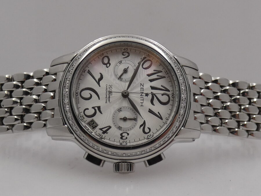 Cronografo Zenith El Primero Star Chronometre With PAPERS Diamonds Bezel Automatico Braccialato Ladies - immagine 7