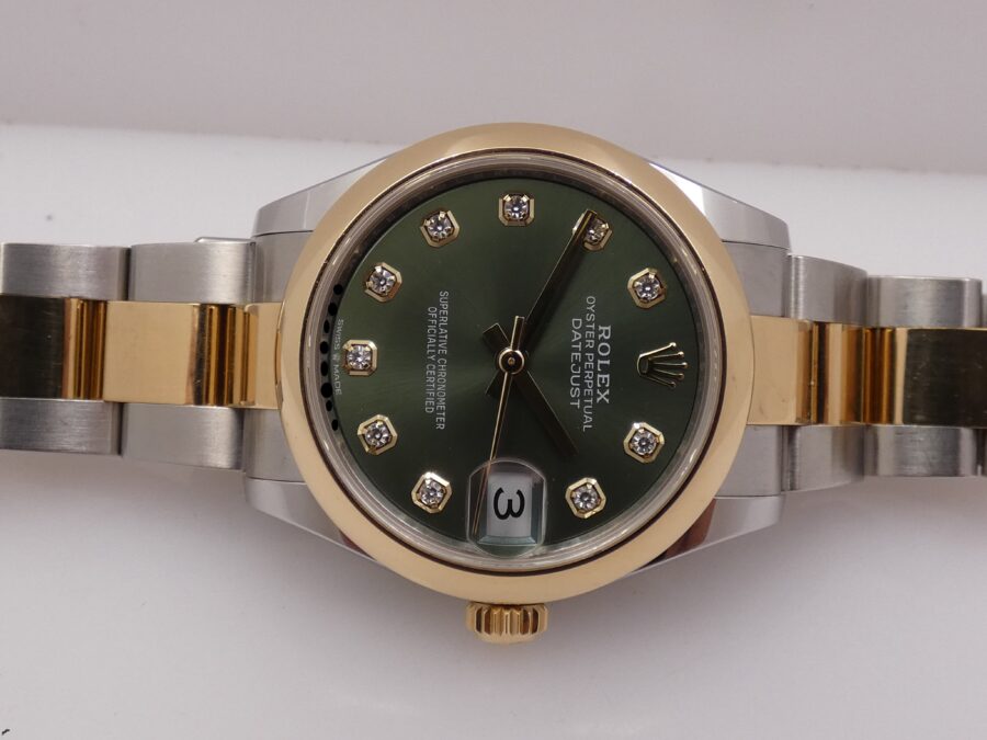 Rolex Datejust 31 Mid-Size ROLESOR 278243G GREEN DIAMONDS DIAL Anno 2021 BOX&PAPERS TOP CONDITION Automatico For Ladies - immagine 6