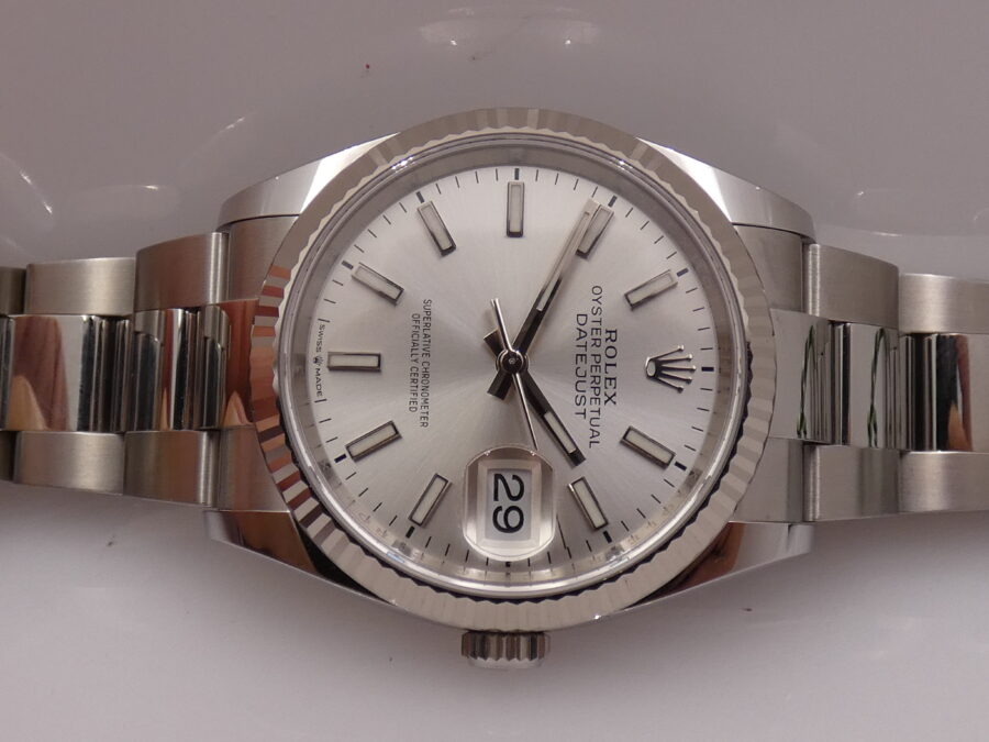 Rolex Datejust 36 126234 NEW BOX&PAPERS Anno 2020 Lunetta Oro Bianco 18Kt MAI INDOSSATO Automatico - immagine 6