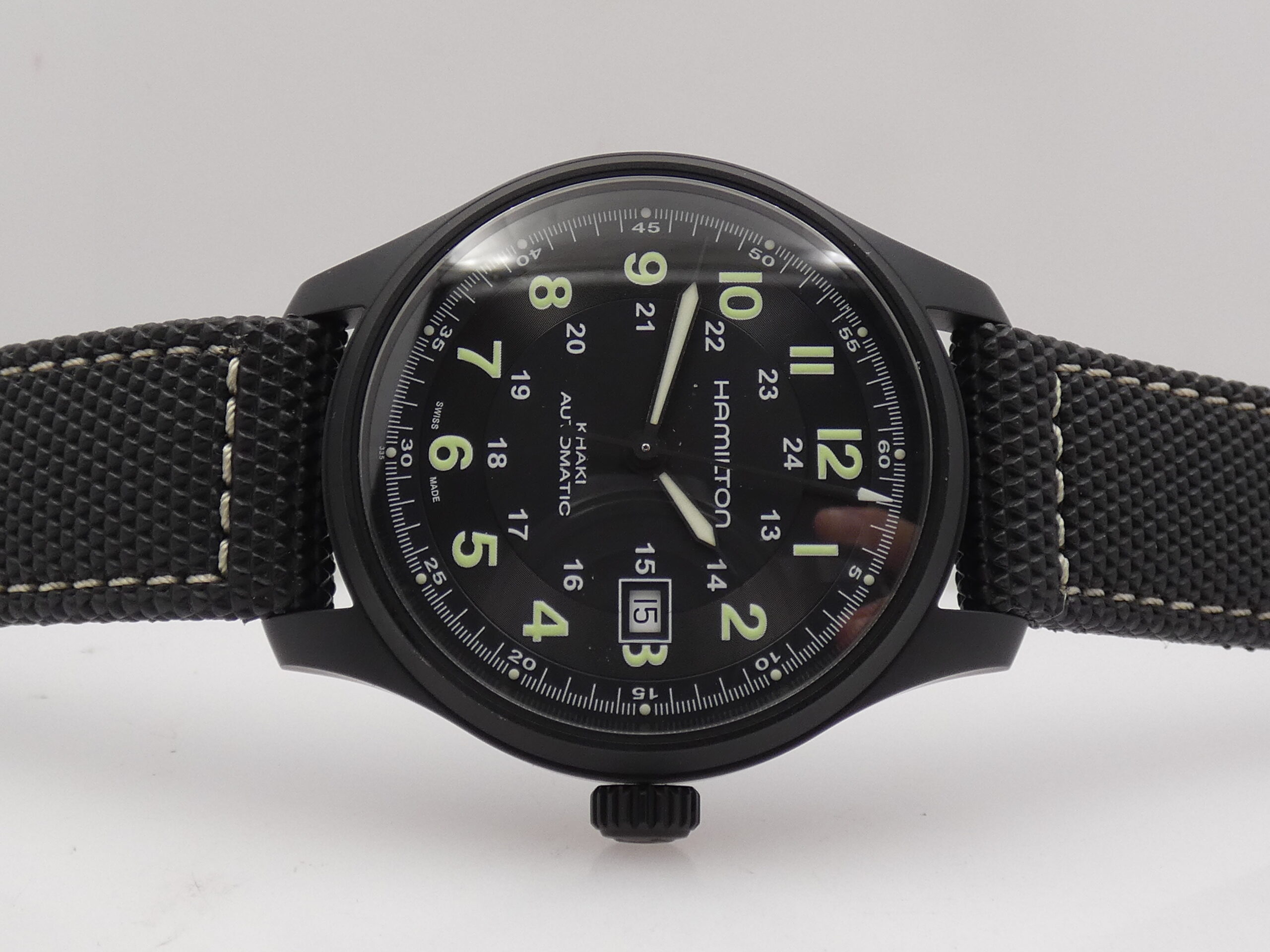 Hamilton Khaki Field Titanio H705757 NEW BOX&PAPERS Automatico MAI INDOSSATO Black PVD - immagine 6