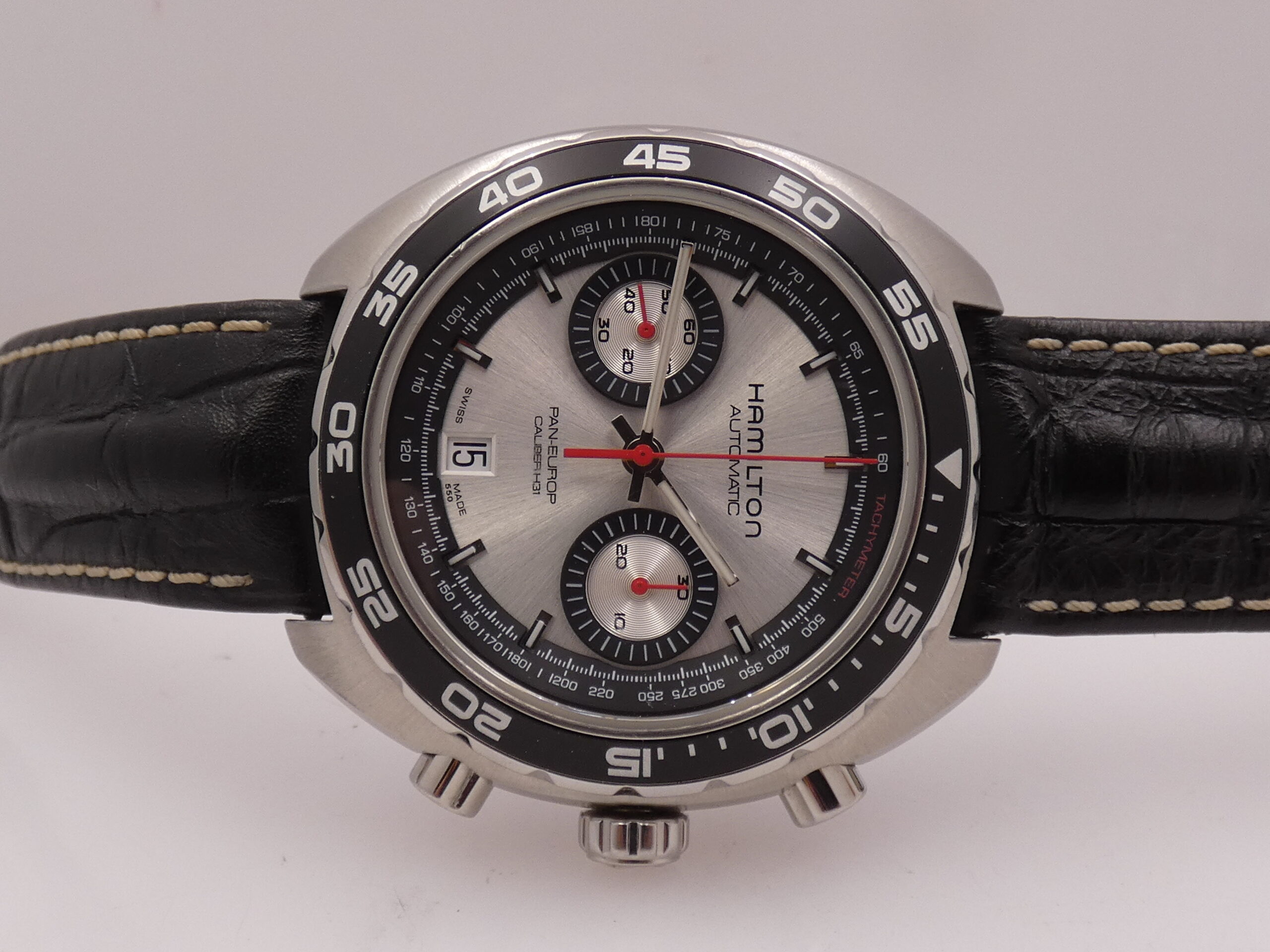 Cronografo Hamilton Pan Europ Bicompax 45mm LIKE NEW BOX&PAPERS Automatico Acciaio Ref. H357567 - immagine 6