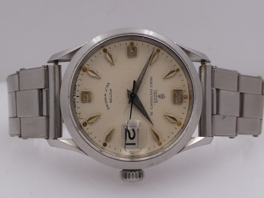Tudor By Rolex Tuxedo 7951 Prince Oysterdate 34mm ANNO 1956 Automatico Butterfly Bracciale Rivettato - immagine 7