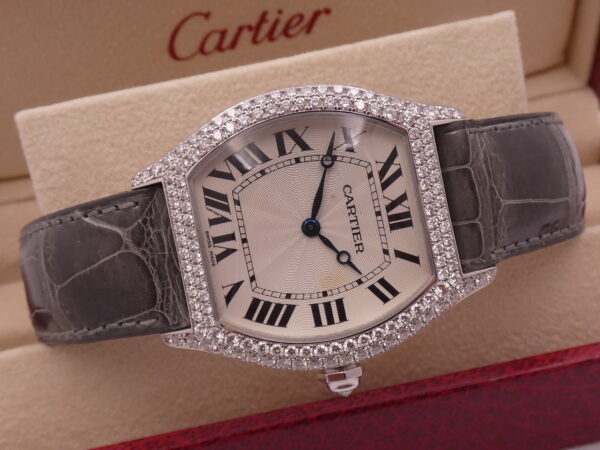 Cartier Tortue 2497 Oro Bianco18Kt Factory Diamonds With PAPERS Anno 2010 Carica Manuale Cal. 430P