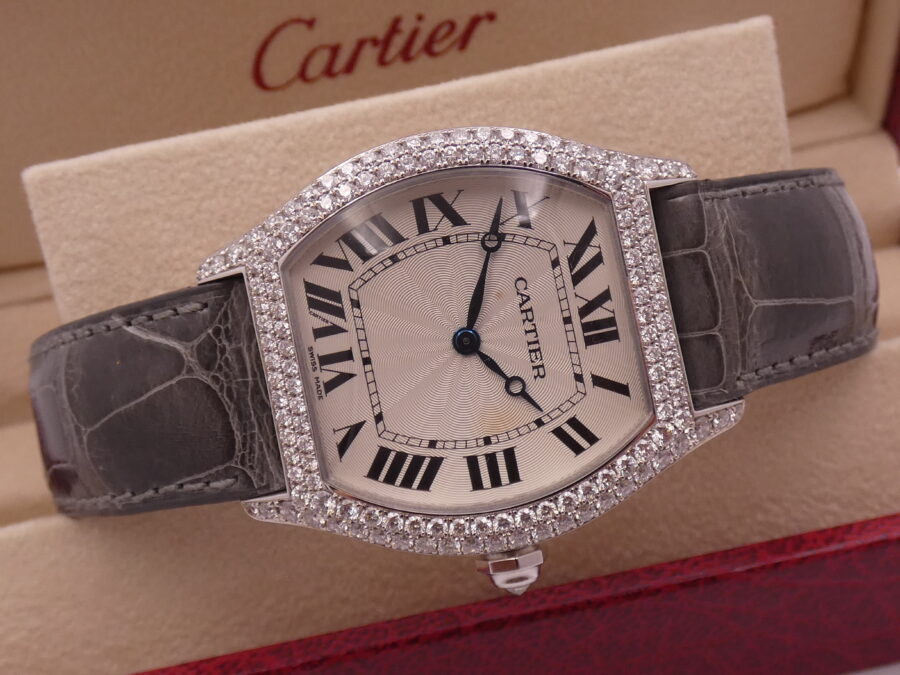 Cartier Tortue 2497 Oro Bianco18Kt Factory Diamonds With PAPERS Anno 2010 Carica Manuale Cal. 430P - immagine 6