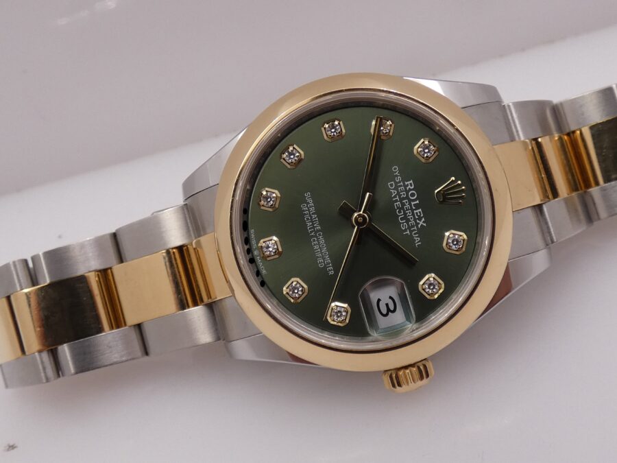 Rolex Datejust 31 Mid-Size ROLESOR 278243G GREEN DIAMONDS DIAL Anno 2021 BOX&PAPERS TOP CONDITION Automatico For Ladies - immagine 7