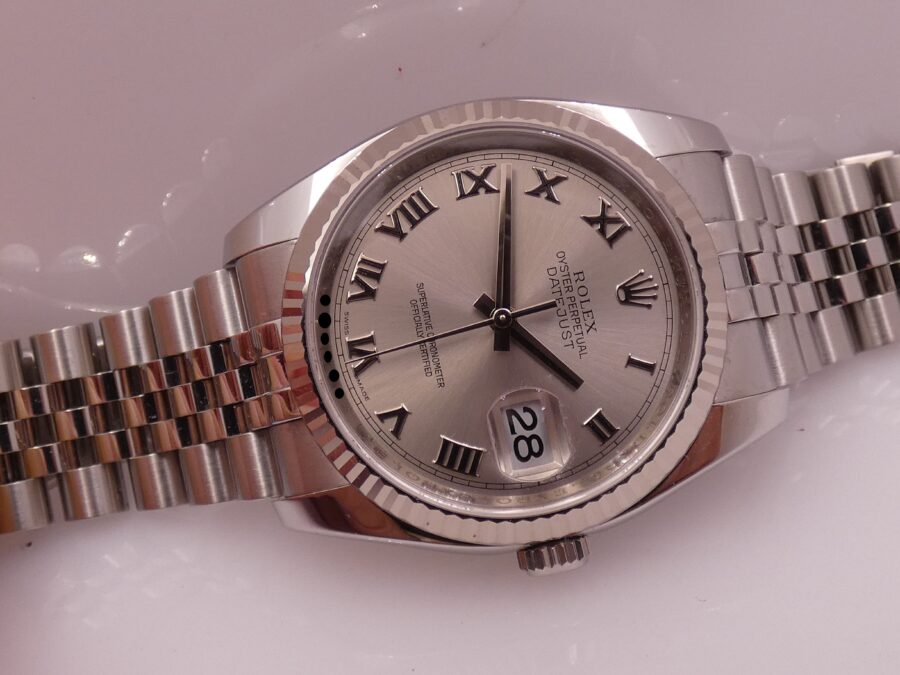 Rolex Datejust 36 116234 Lunetta Oro Bianco 18Kt BOX&PAPERS Anno 2009 Mai Lucidato TOP CONDITION Automatico Acciaio Bracciale Jubilee - immagine 7