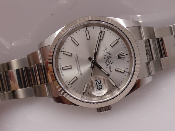 Rolex Datejust 36 126234 NEW BOX&PAPERS Anno 2020 Lunetta Oro Bianco 18Kt MAI INDOSSATO Automatico