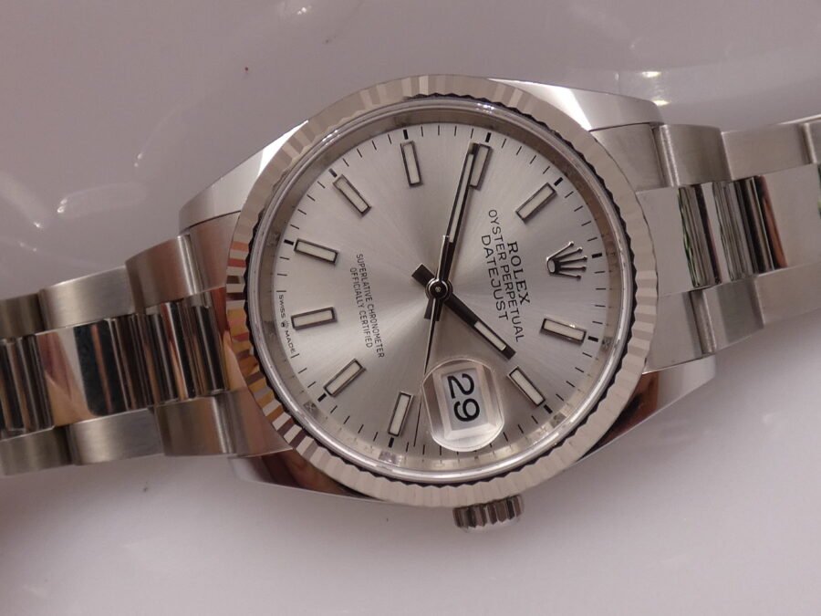 Rolex Datejust 36 126234 NEW BOX&PAPERS Anno 2020 Lunetta Oro Bianco 18Kt MAI INDOSSATO Automatico - immagine 7