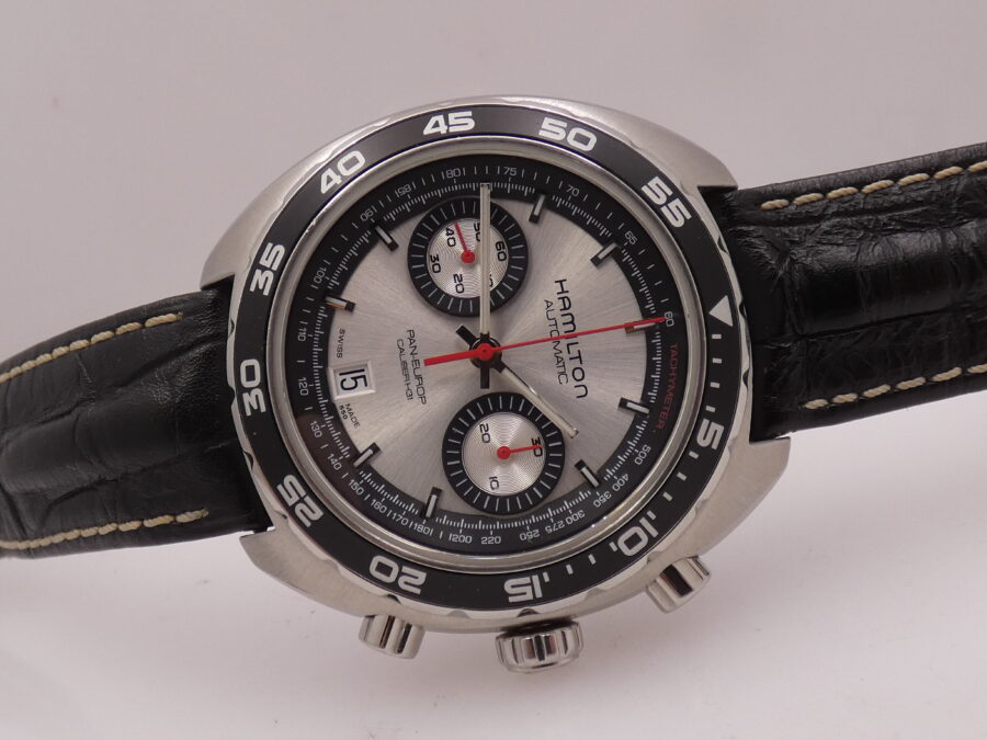Cronografo Hamilton Pan Europ Bicompax 45mm LIKE NEW BOX&PAPERS Automatico Acciaio Ref. H357567 - immagine 7
