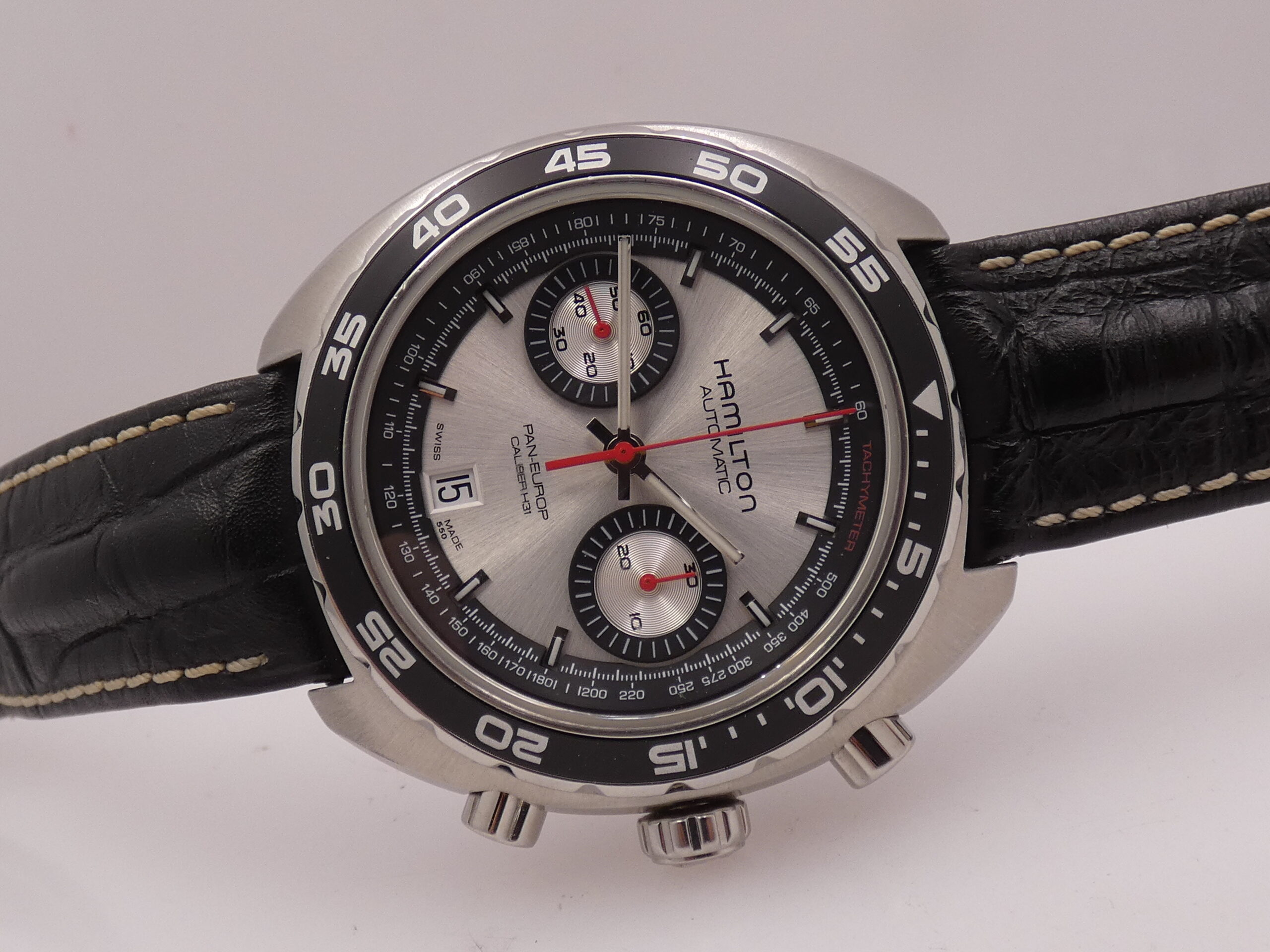 Cronografo Hamilton Pan Europ Bicompax 45mm LIKE NEW BOX&PAPERS Automatico Acciaio Ref. H357567 - immagine 7