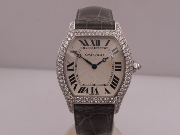 Cartier Tortue 2497 Oro Bianco18Kt Factory Diamonds With PAPERS Anno 2010 Carica Manuale Cal. 430P