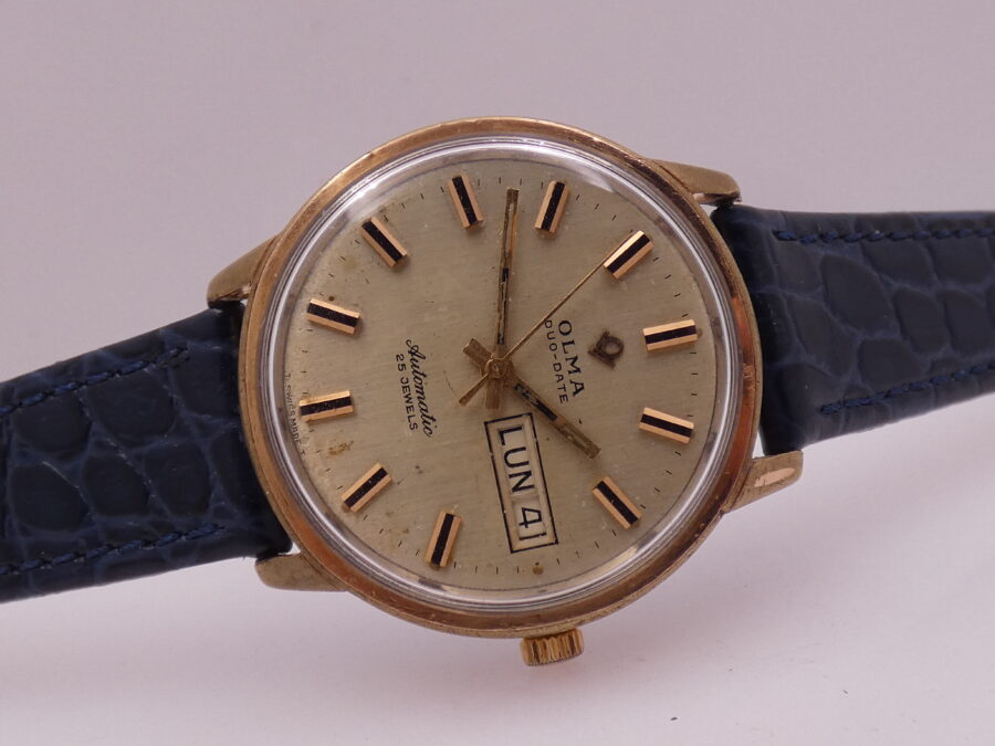 Olma Duo Date Automatic Laminato Oro Rosa 18Kt Anni 60's Vintage - immagine 7