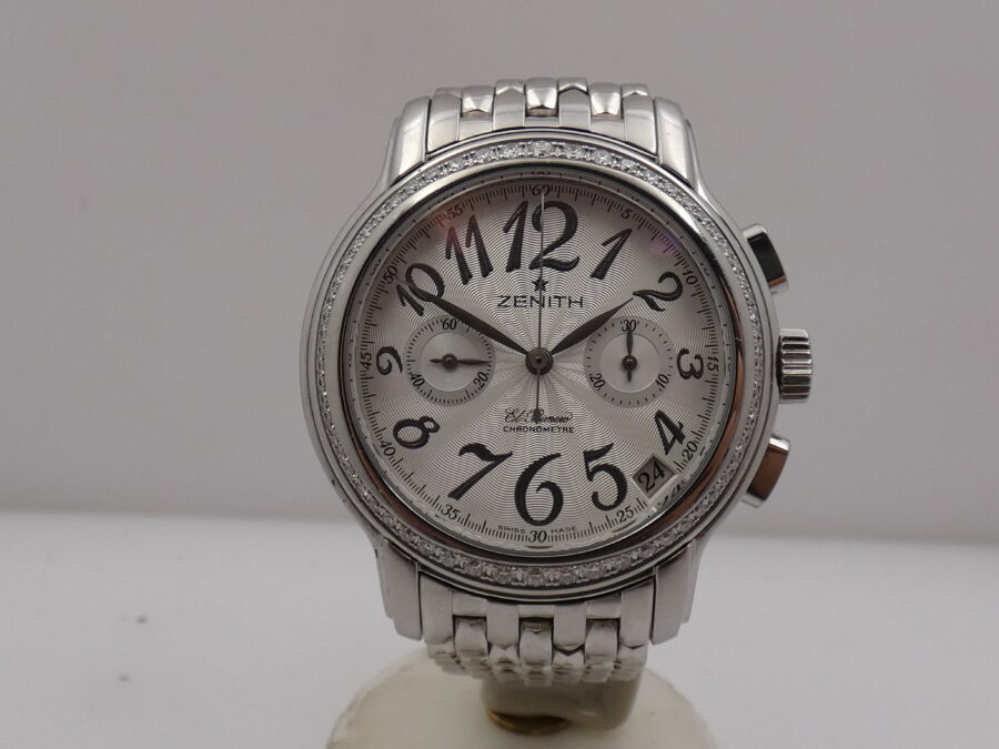 Cronografo Zenith El Primero Star Chronometre With PAPERS Diamonds Bezel Automatico Braccialato Ladies - immagine 9