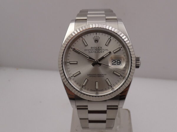 Rolex Datejust 36 126234 NEW BOX&PAPERS Anno 2020 Lunetta Oro Bianco 18Kt MAI INDOSSATO Automatico